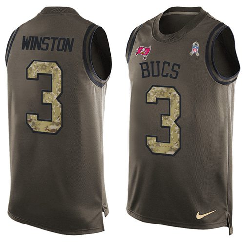 Nike Buccaneers #3 Jameis Winston Green Men's Stitched NFL Limited Salute To Service Tank Top Jersey - Click Image to Close